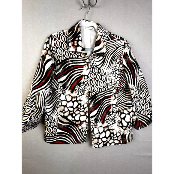 Alfred Dunner Jacket Women's 16 Black Red Art To Wear Lined Office Work - Picture 1 of 10